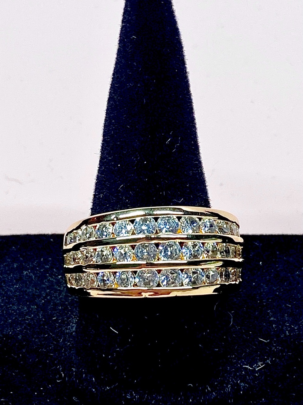 Goldtone Triple-Row Clear Stone Women's Ring